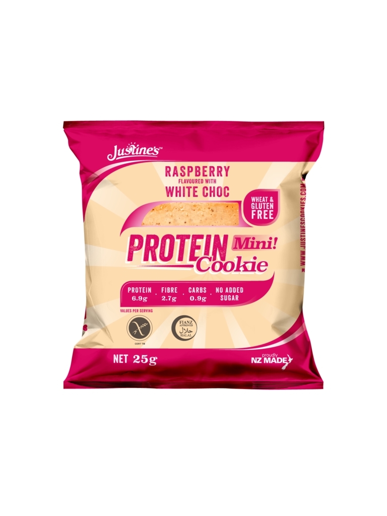 Justine's Mini Protein Cookies - White Chocolate Raspberry (10 x 25g) image