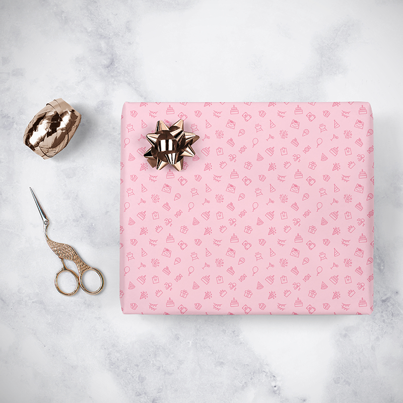 Gorilla Gift: Wrapping Paper - Birthday Pink (5m) image