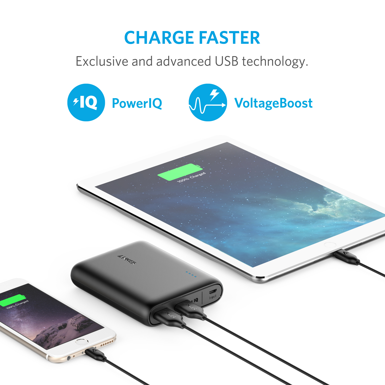 ANKER: PowerCore 13000mAh with 2x PowerIQ 2.4A ports - Black image