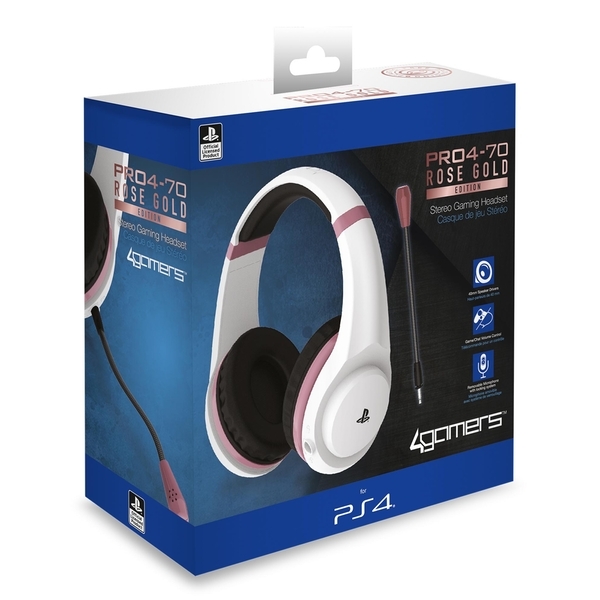 4Gamers PRO470 Wired Stereo Gaming Headset (Rose Gold White) PS4