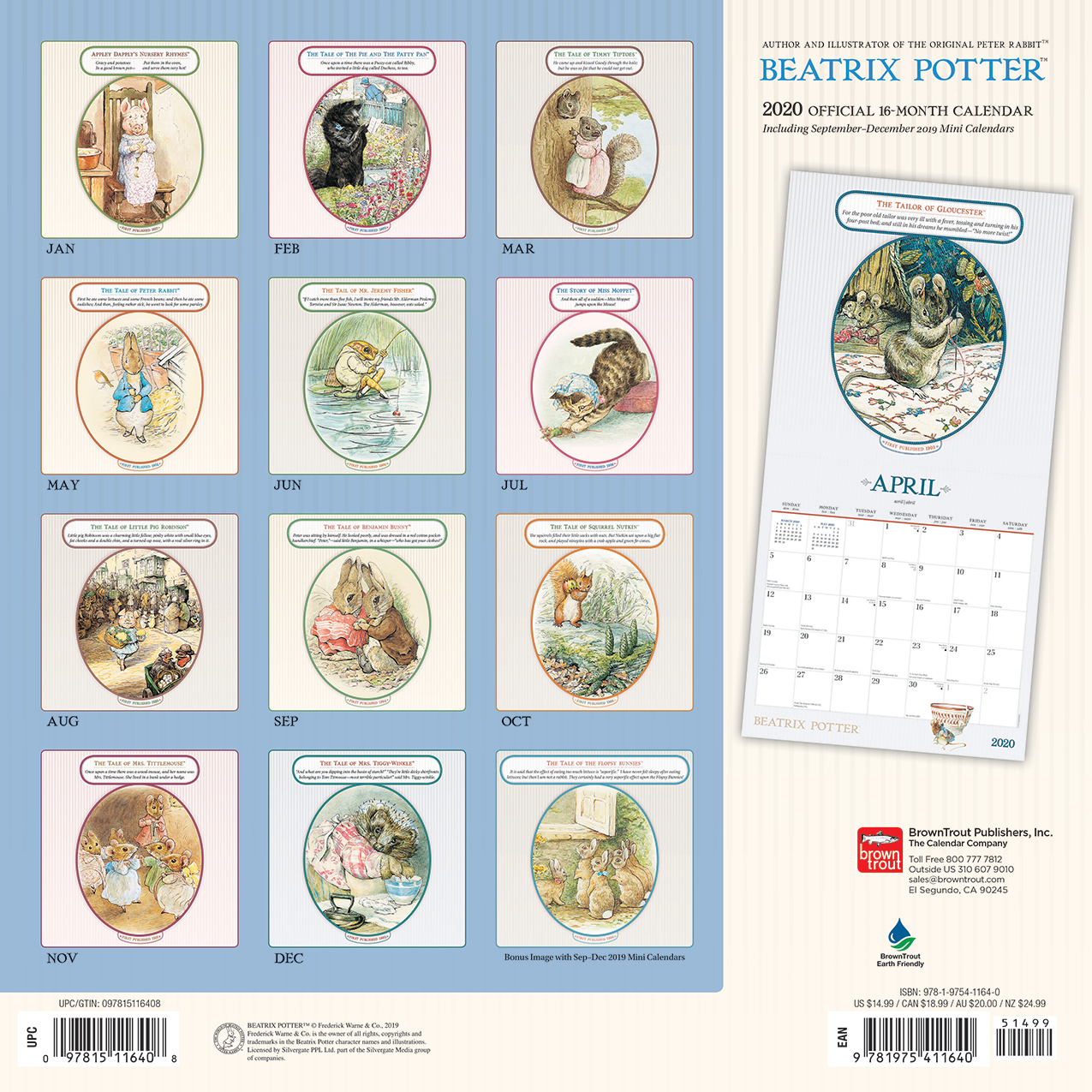 Beatrix Potter 2020 Square Wall Calendar