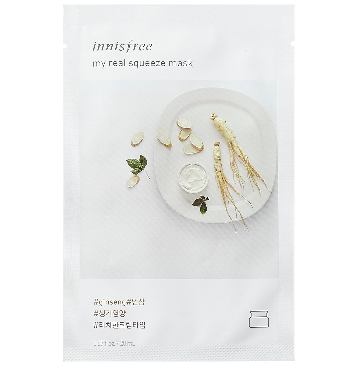 Innisfree - My Real Squeeze Sheet Mask - Ginseng (20ml) image