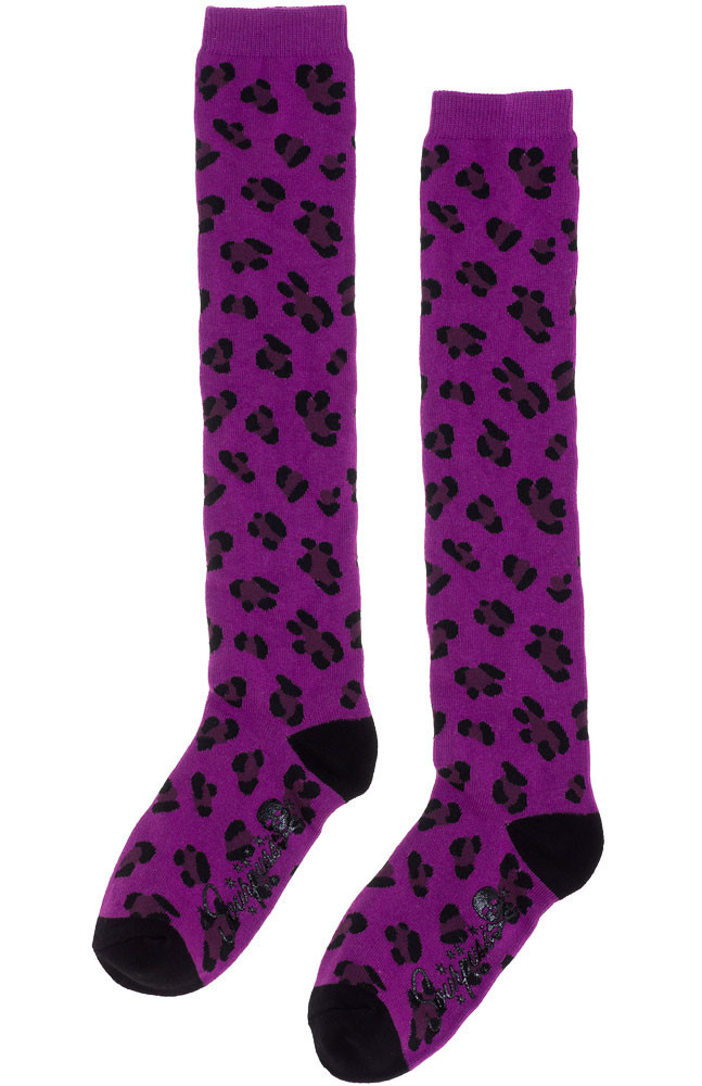 Sourpuss: 14' Socks - Leopard Purple image