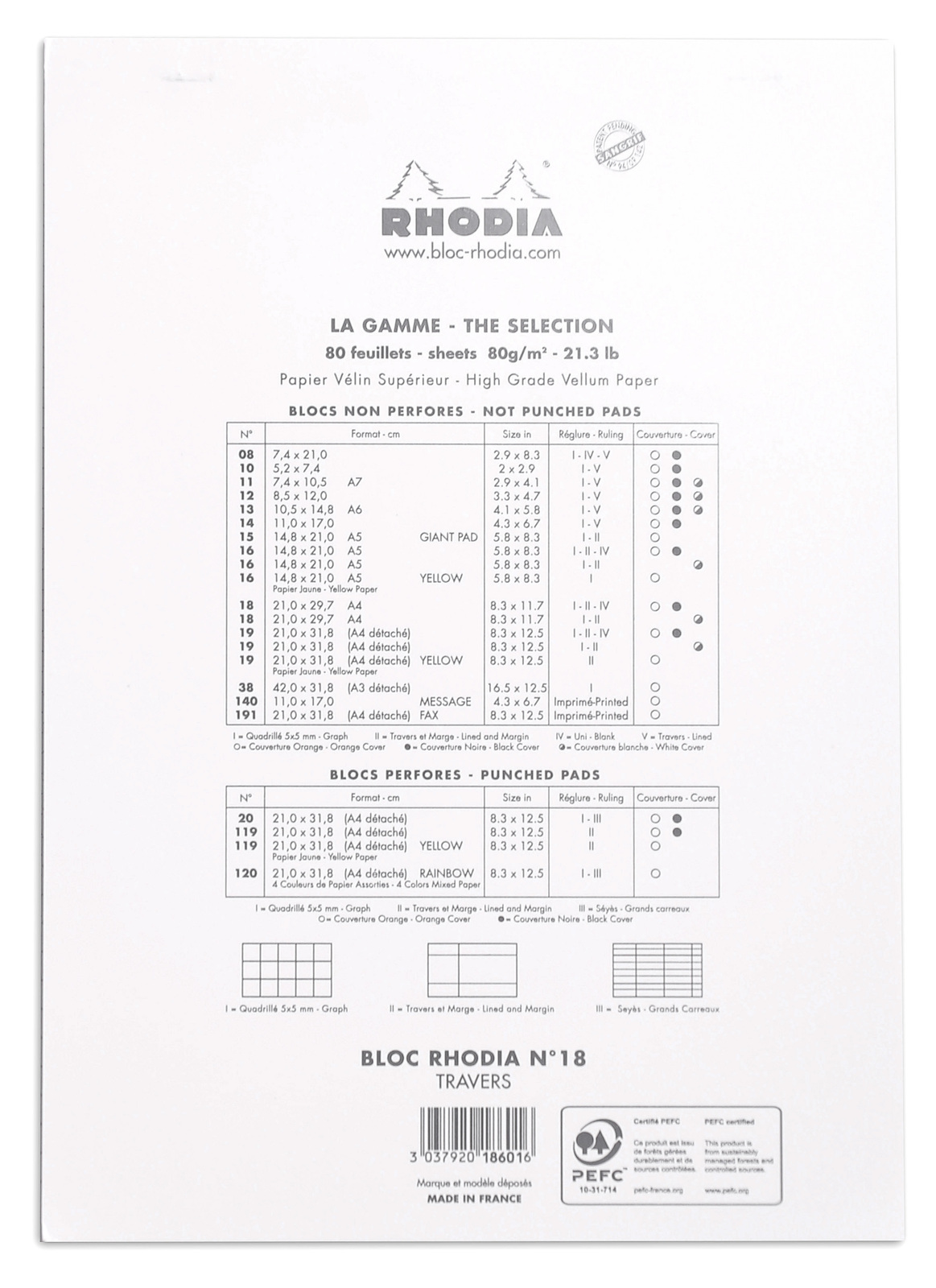 Bloc Rhodia White A4 - Lined image