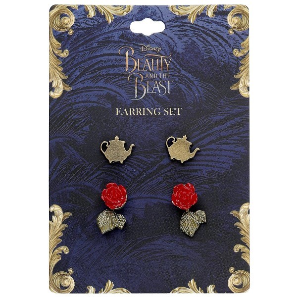 Neon Tuesday: Beauty & The Beast Live Action - Teapot & Rose Earring Set image