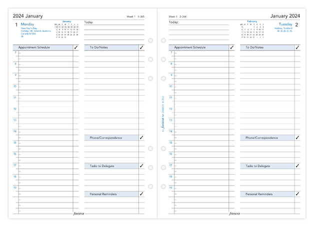 Filofax Personal Week On Two Pages Refill English Monday Start 2026