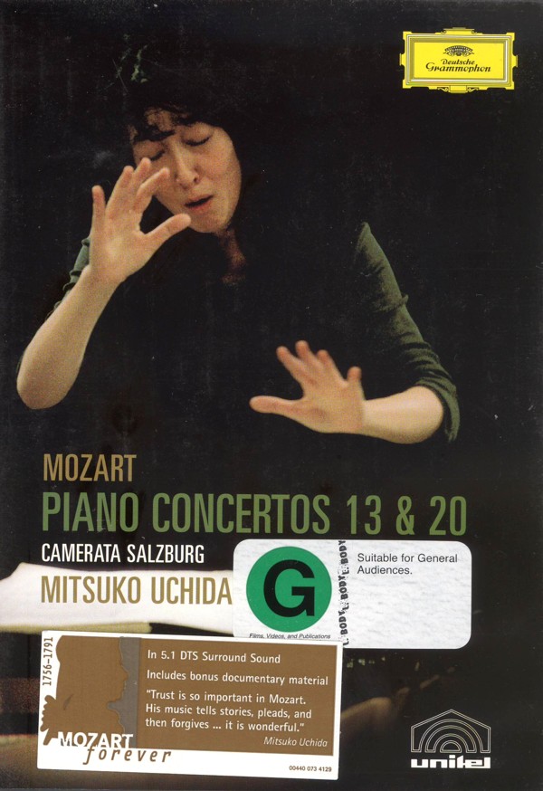 Mozart - Piano Concertos 13 & 20 (Mitsuko Uchida) on DVD image