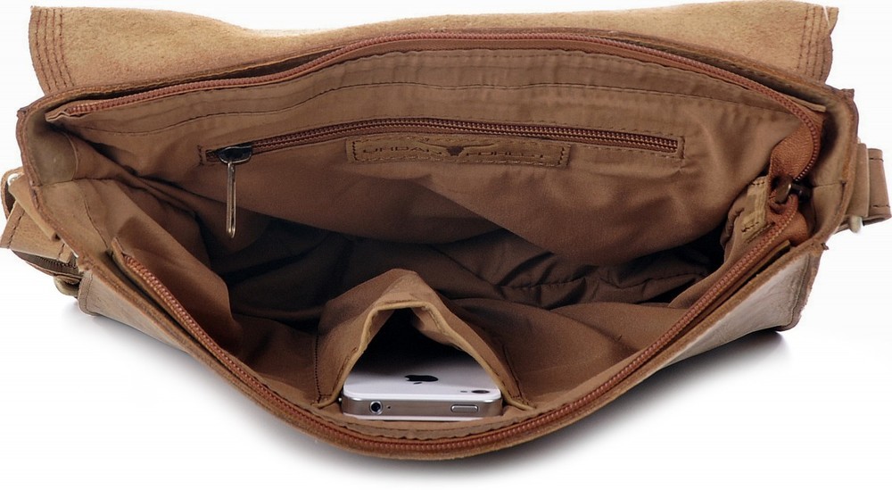 Urban Forest: Apache Small Leather Satchel Bag - Cognac image