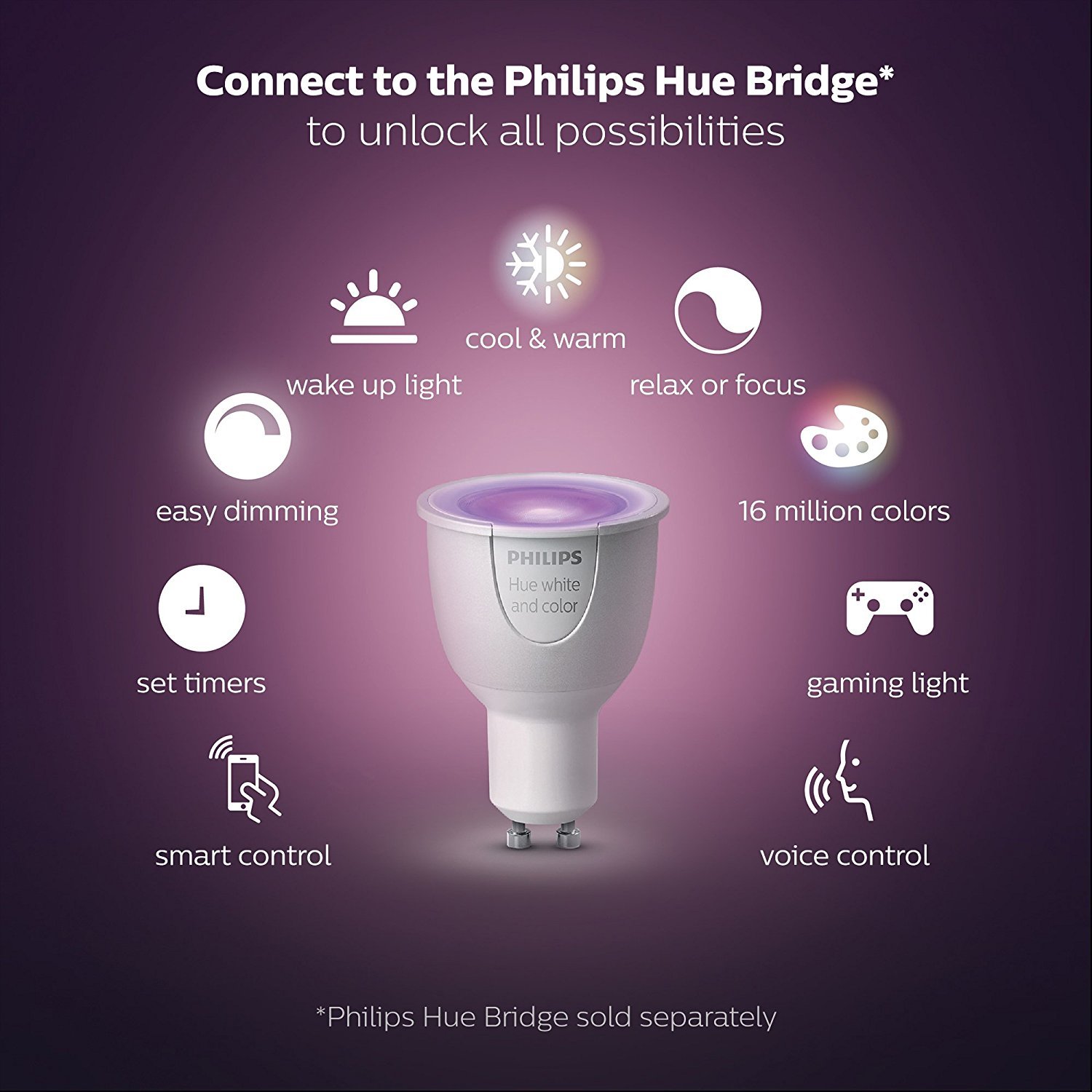 Philips Hue Color/White Bulb - GU10 image