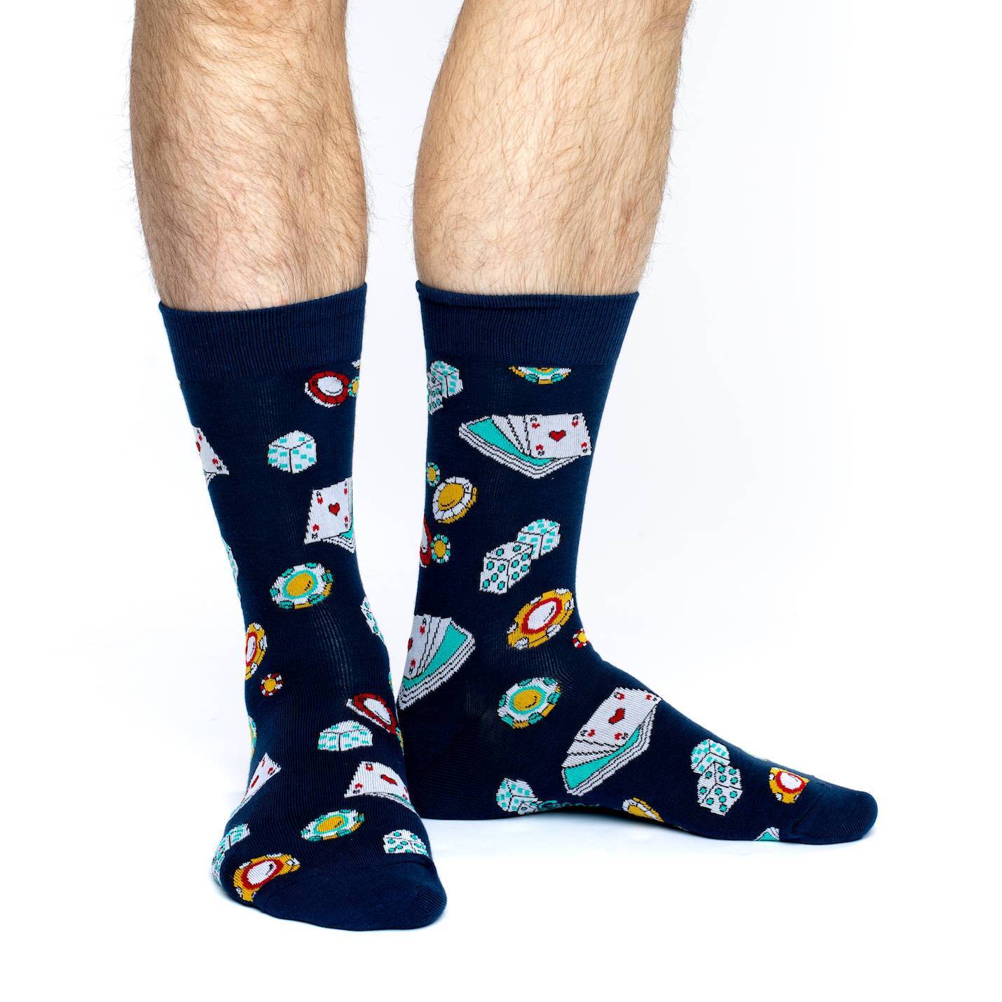 Good Luck Socks: Men's Casino Socks - Shoe Size 7-12