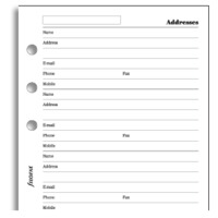 Filofax - Personal Name, Address, Email, Telephone, Fax, Mobile (20 Sheets)