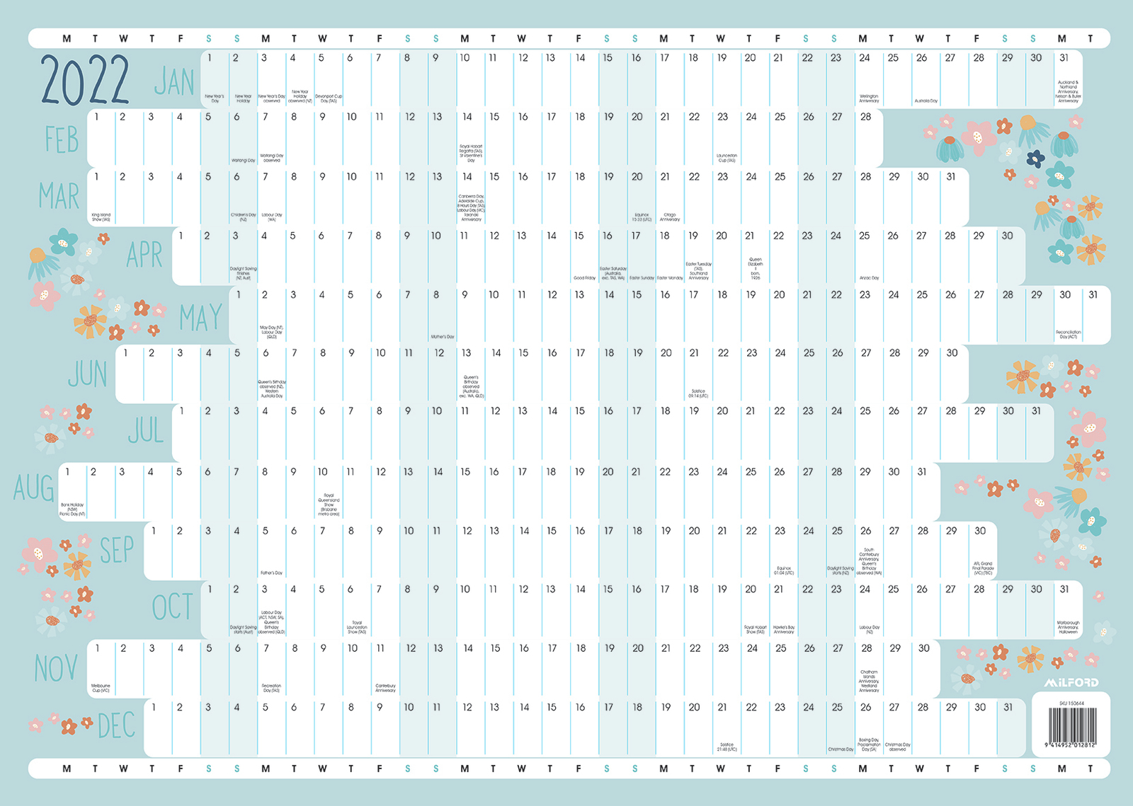 Buy Collins 2022 A2 Designer Wall Planner at Mighty Ape Australia