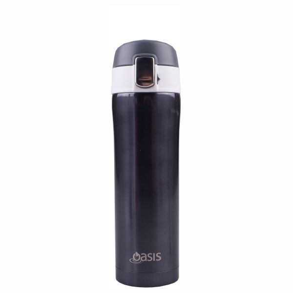 Oasis: Flip-Top Vacuum Flask - Gun Metal (420ml)