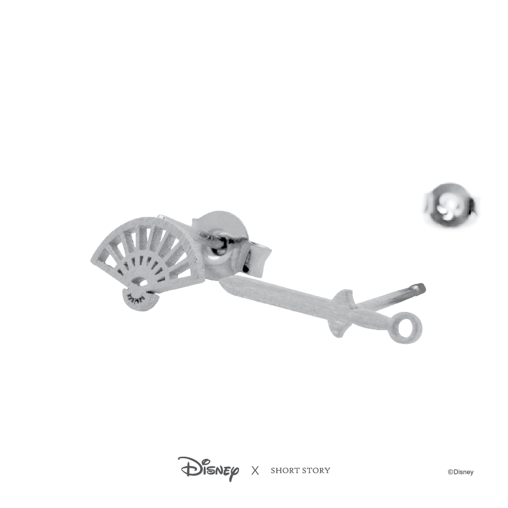 Short Story: Disney Earring Mulan Fan and Sword - Silver image