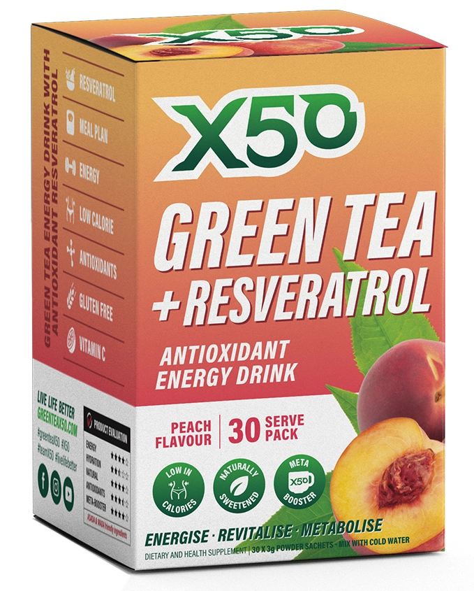 Green Tea X50 + Resveratrol - Peach (30 Sachets) image