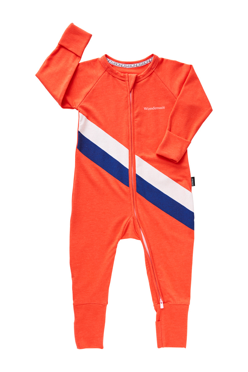 Bonds Sport Zip Wondersuit - Stripe Slay Red (12-18 Months) image