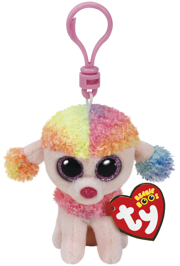 Ty Beanie Boos: Rainbow Poodle - Clip On Plush