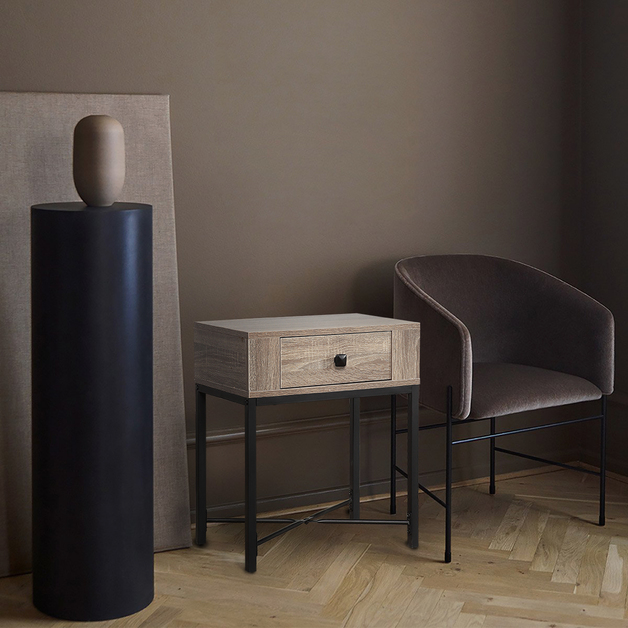 Buy Bedside Table with Drawer Dark Taupe at Mighty Ape NZ