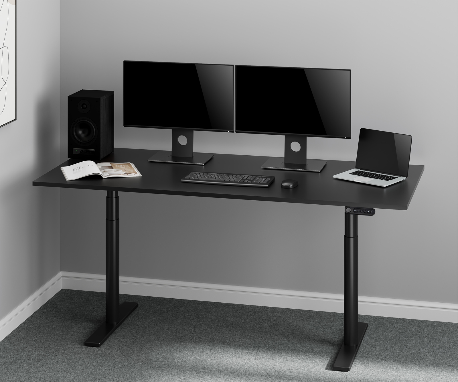Buy Gorilla Office Height Adjustable Desk Black/Oak at Mighty Ape NZ
