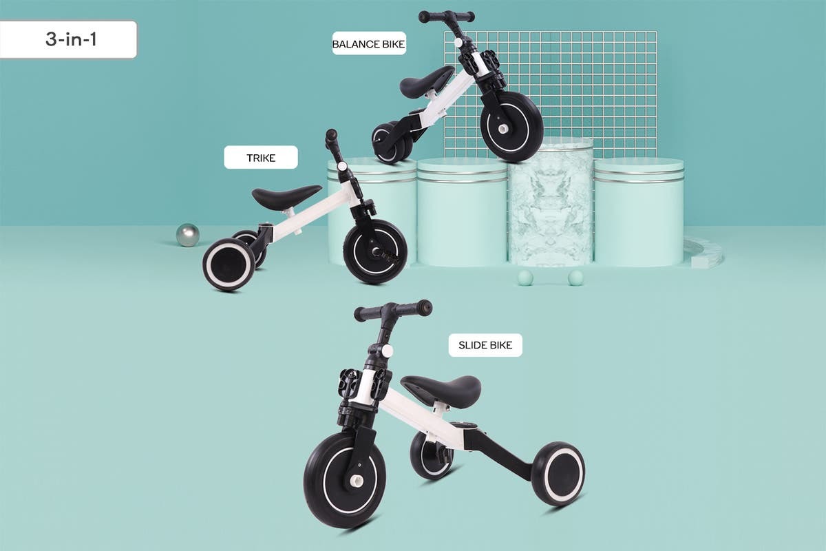 Buy 3-in-1 Trike \u0026 Balance Bike (White 