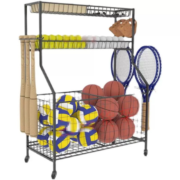 Buy Freestanding Sports Gym Equipment Storage Rack Black at Mighty Ape NZ