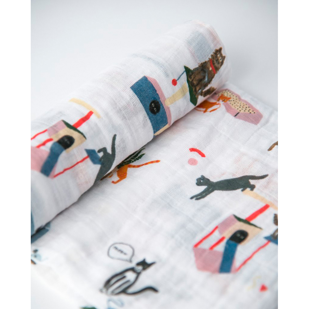 Little Unicorn - Single Cotton Muslin Swaddle - Meow