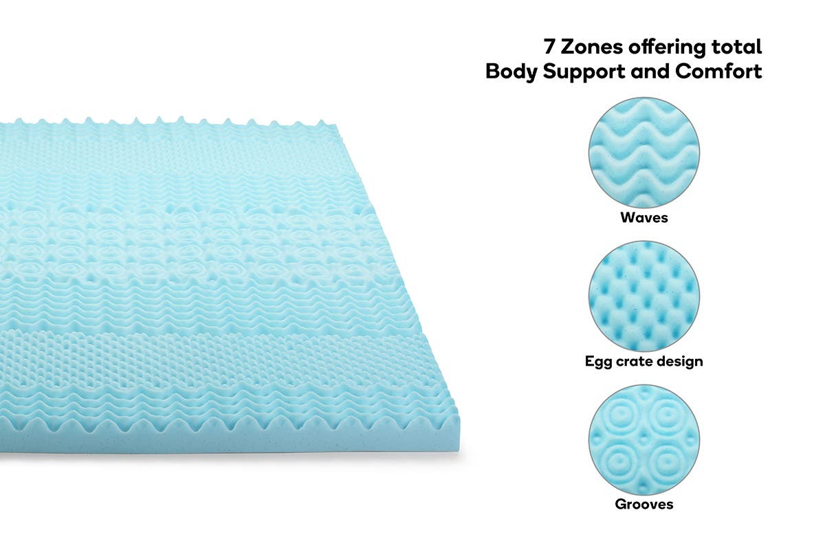 Ovela 7 Zone 8cm Thick Gel Memory Foam Mattress Topper with Bamboo Cover (Queen) at Mighty Ape NZ