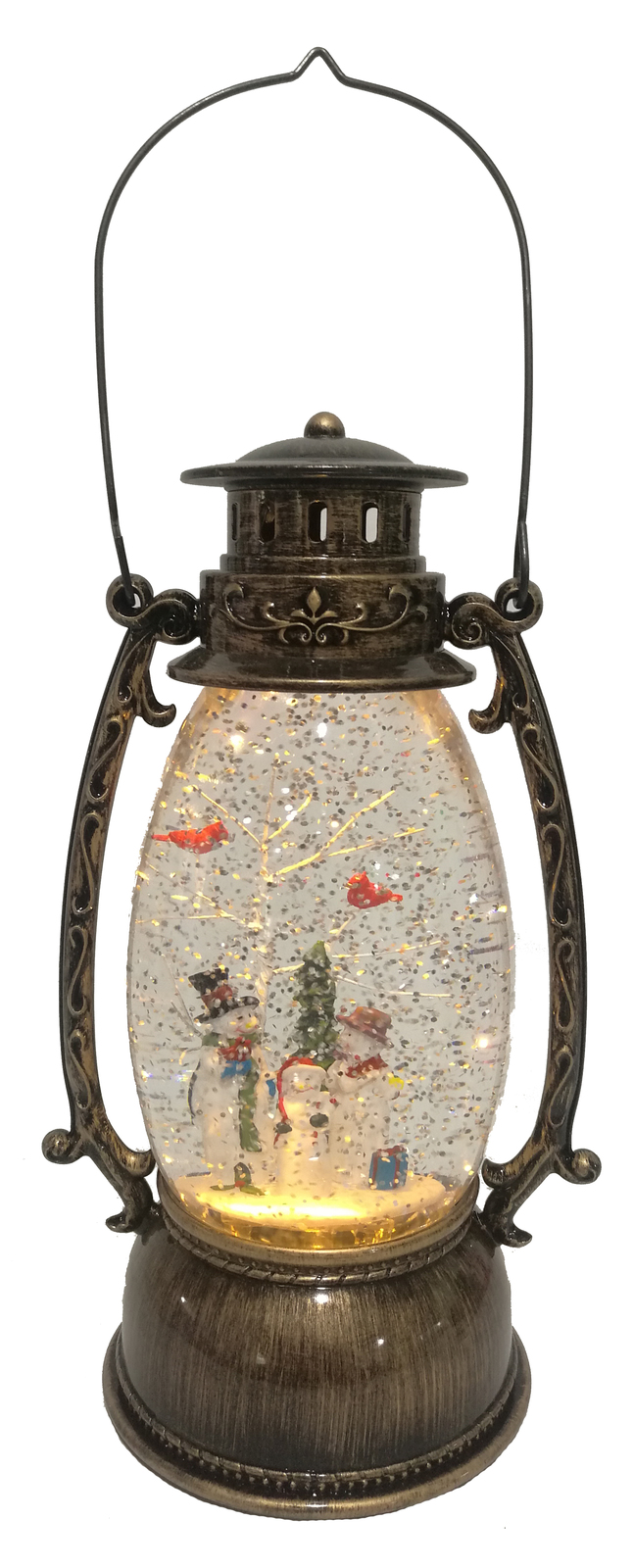 Cotton Candy: Brass Oval Lantern with Snowmen image