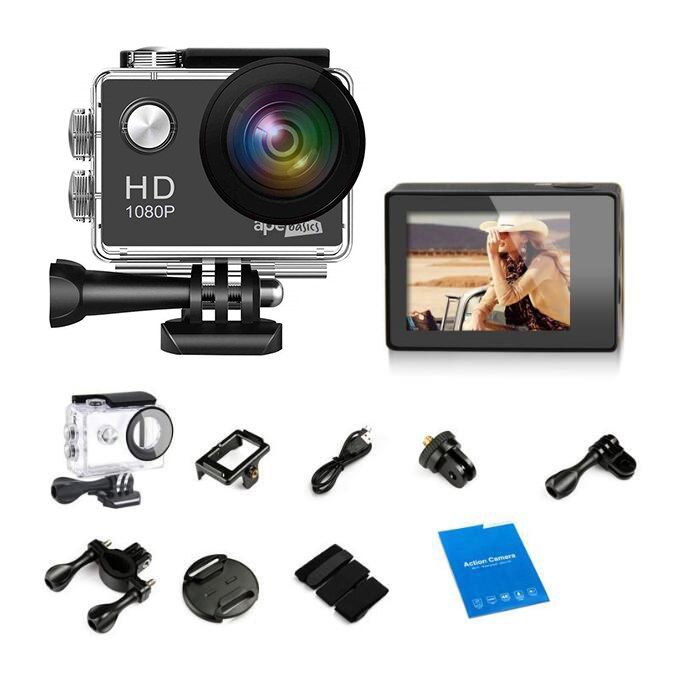 Ape Basics 1080P Waterproof Action Camera - Black image
