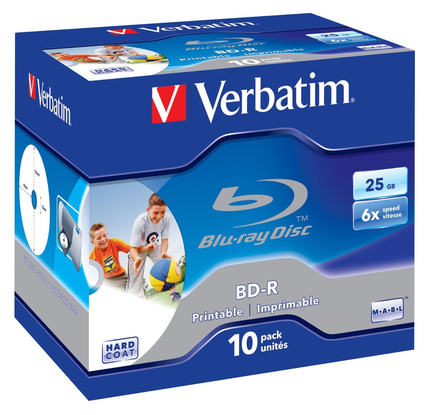 Verbatim BD-R 25GB 6X Wide White Inkjet 10pk JC image