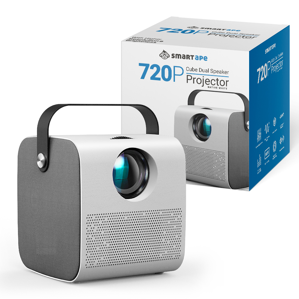 Smart 720p Cube Dual Speaker Projector 