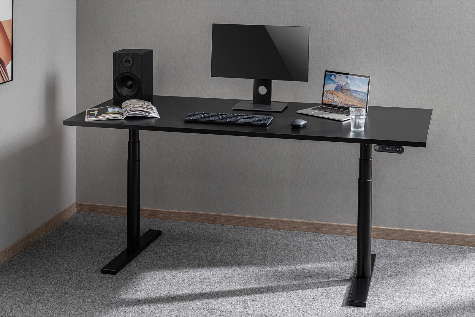 Buy Gorilla Office Height Adjustable Desk Black/Oak at Mighty Ape NZ