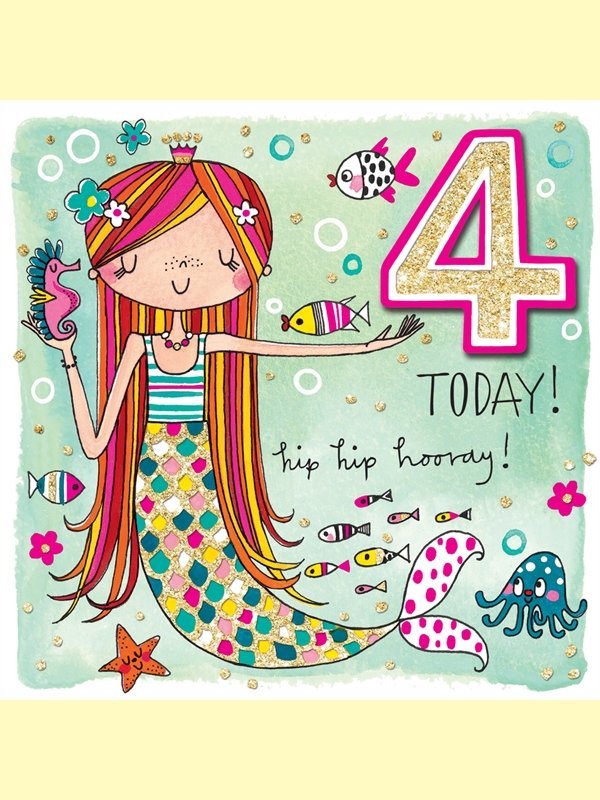 Rachel Ellen: Happy Birthday Mermaid Age 4 Card image