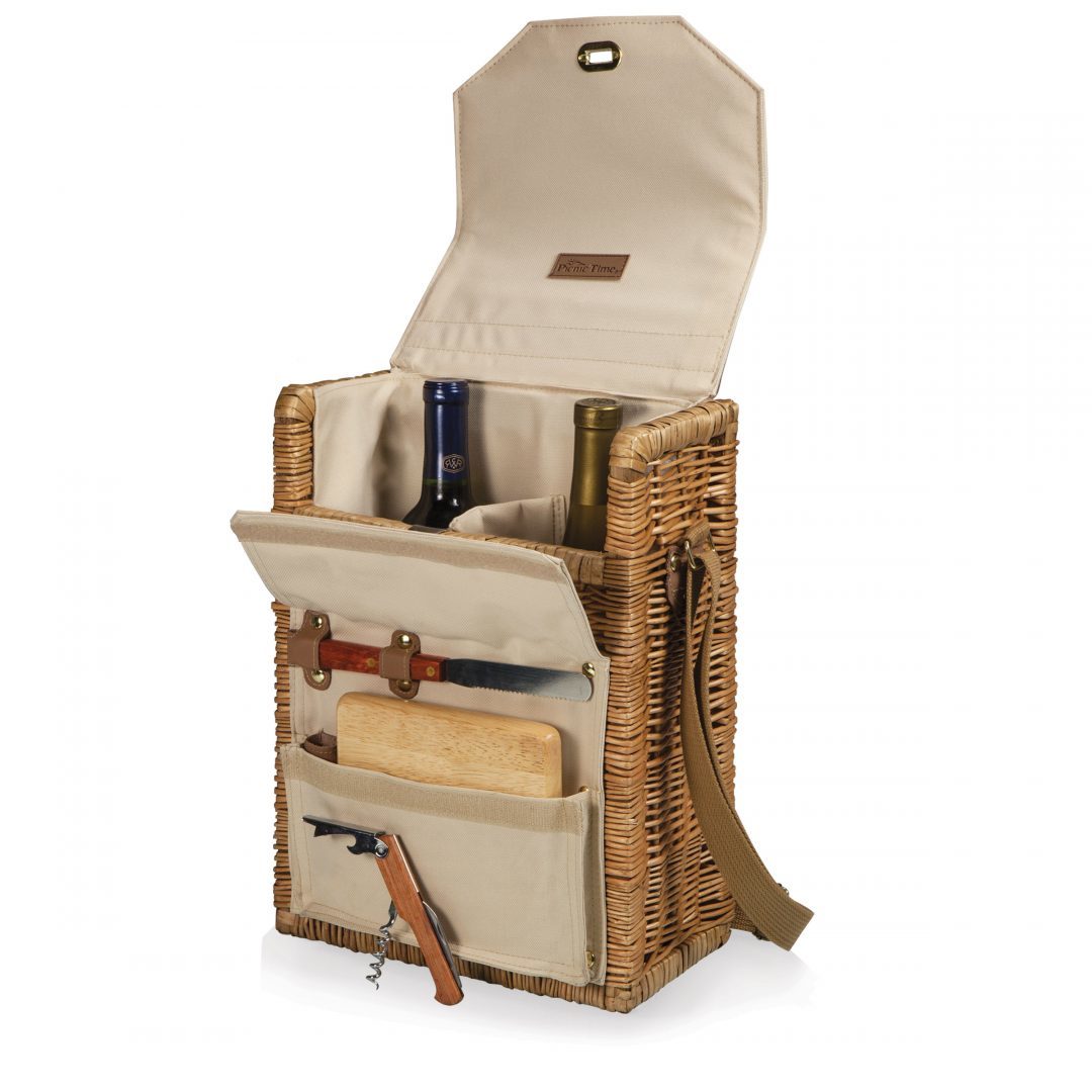 Picnic Time: Corsica Wine & Cheese Picnic Basket (Natural Willow) image