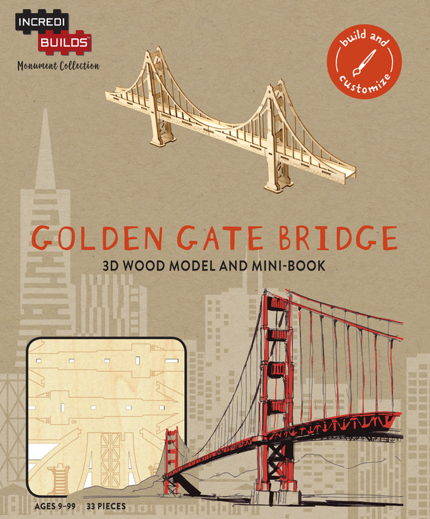 IncrediBuilds: San Francisco: Golden Gate Bridge 3D Wood Model And Book