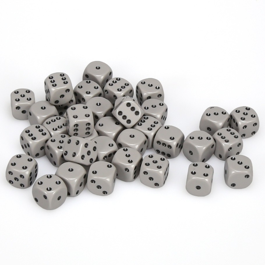 Chessex: D6 Opaque Cube Set (12mm) - Grey/Black