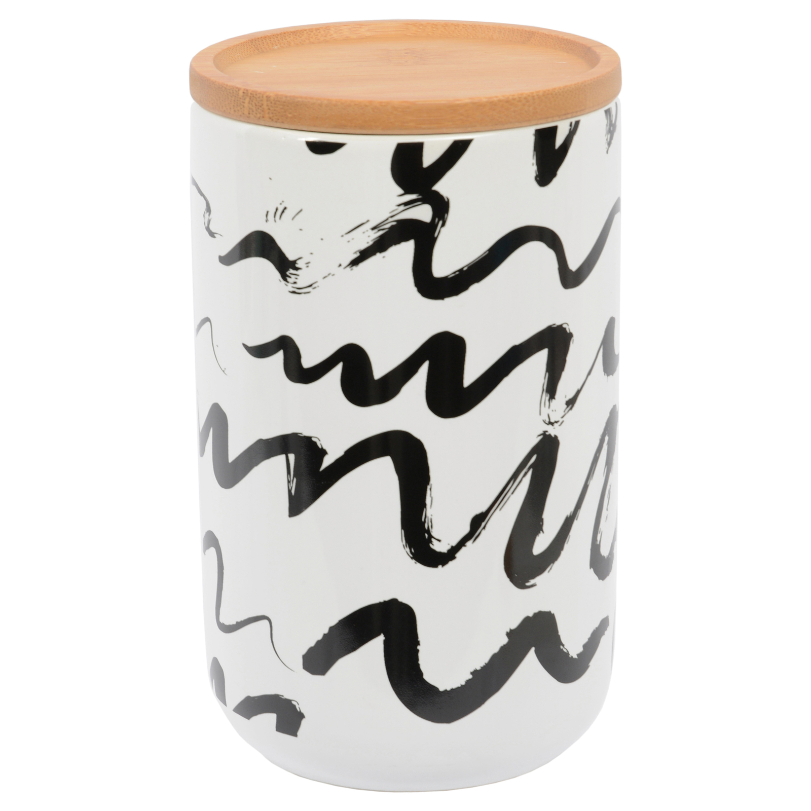 Marlo Script Canister with Wood Lid - White (Large)