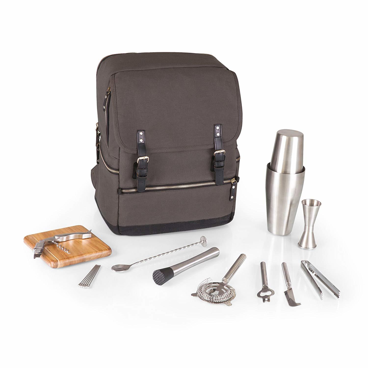 Picnic Time: Bar-BackPack Portable Cocktail Set (Grey)