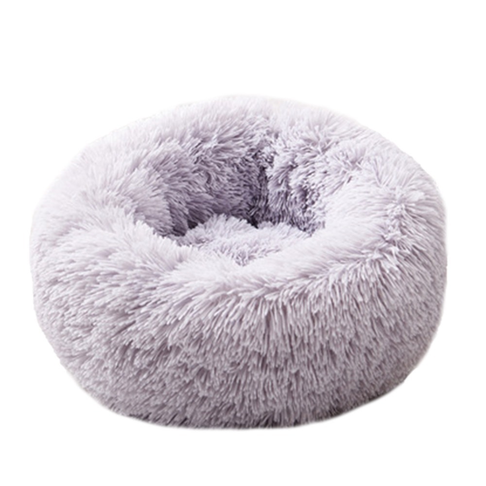 Ape Basics: Long Plush Warm Round Pet Bed - Light Gray (Large) image