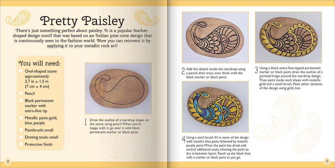 Craftmaker: Metallic Stone-Art Kit - Pretty Paisley