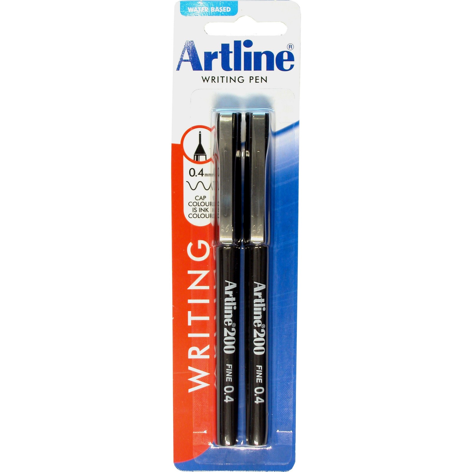 Artline 200 Fineliner Pen 0.4mm Twin Pack Black