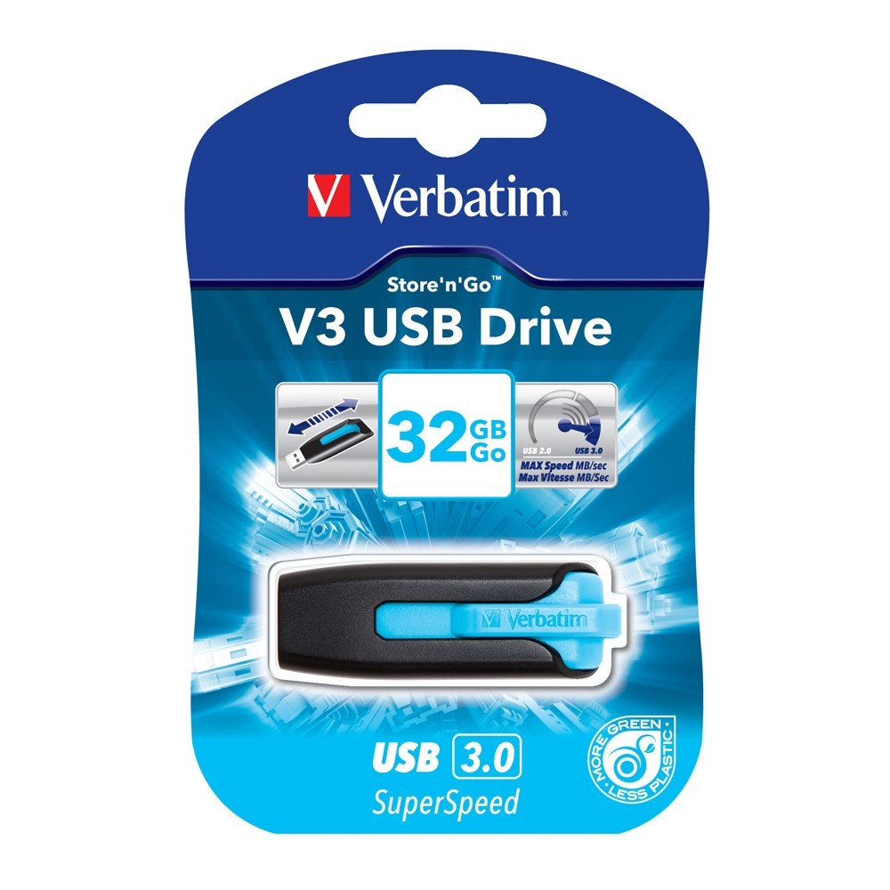 Verbatim Store'n'Go V3 USB 3.0 Drive - 32GB (Caribbean Blue)