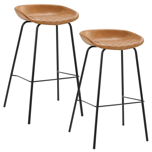 Shangri-La: Emerson PU Bar Stools – Tan (Set of 2)