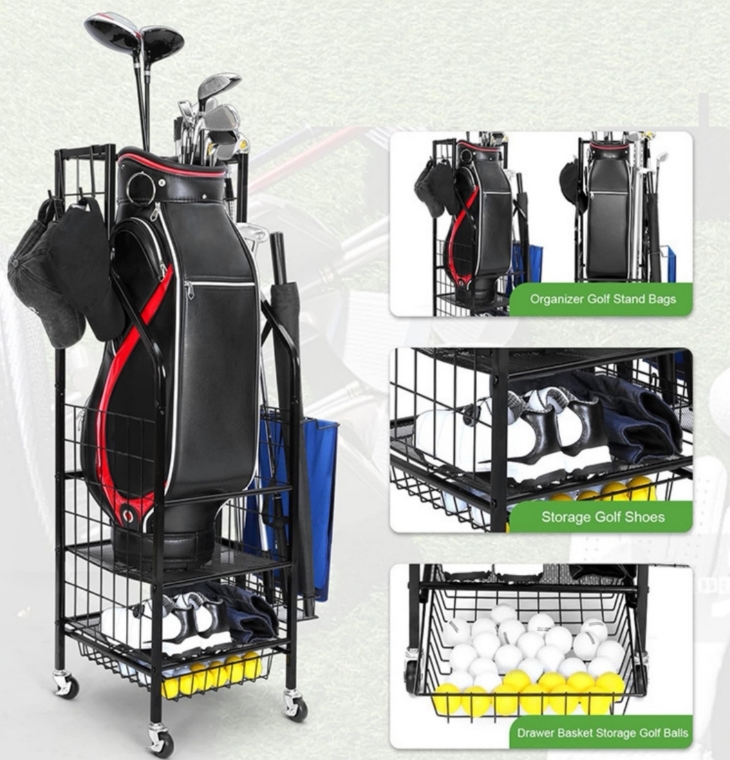 Buy Freestanding Golf Storage Rack Black at Mighty Ape NZ