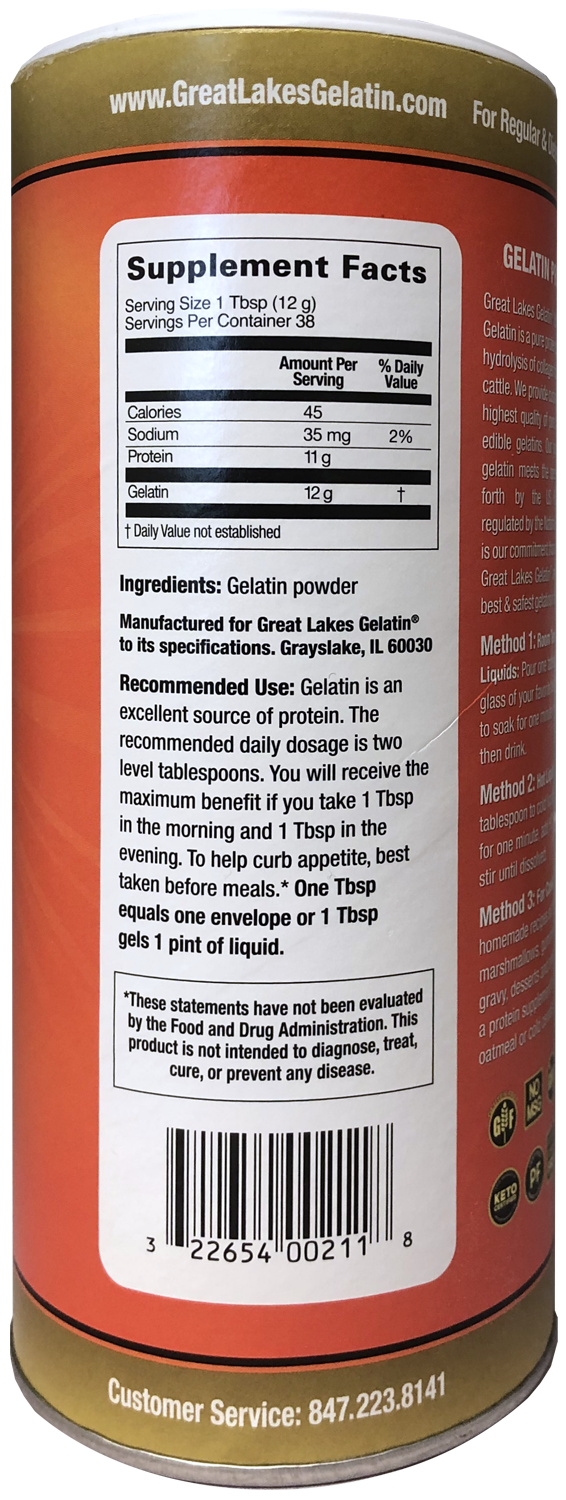 Buy Great Lakes Gelatin Unflavoured Kosher Beef Gelatin (454g) at