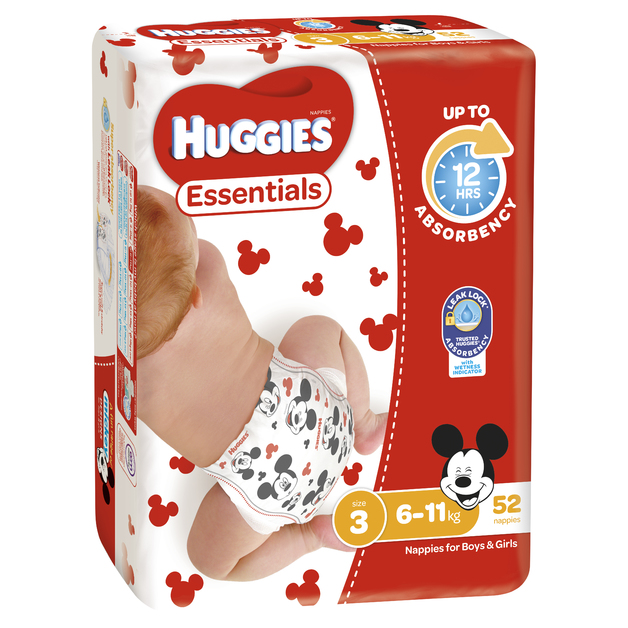 Buy Huggies Essentials Nappies Bulk Size 3 Crawler (52) at Mighty Ape NZ