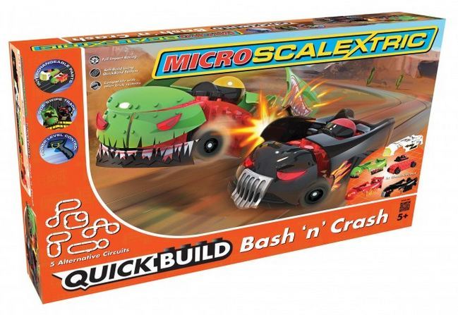 Micro Scalextric Quick Build Bash 'n' Crash 1/64 Slot Cars Set image