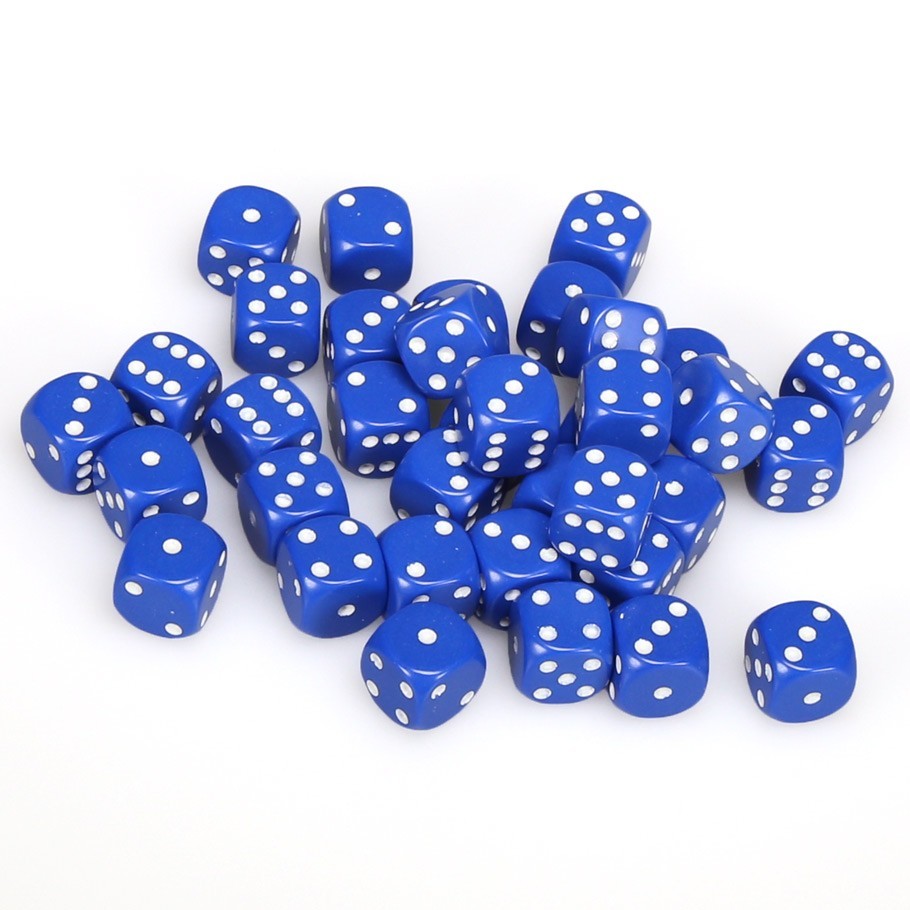 Chessex: D6 Opaque Cube Set (12mm) - Blue/White