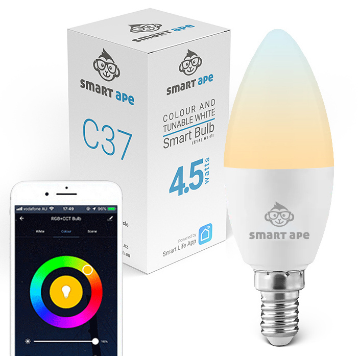 Smart Ape: 4.5W Colour & Warm/Cool White Smart LED Bulb (E14) C37 - 1 Pack image