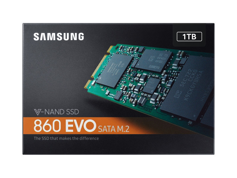 1TB Samsung 860 EVO V-NAND M.2 (2280) SSD SATA III 6GB/s, R/W(Max) 550MB/s/520MB/s image